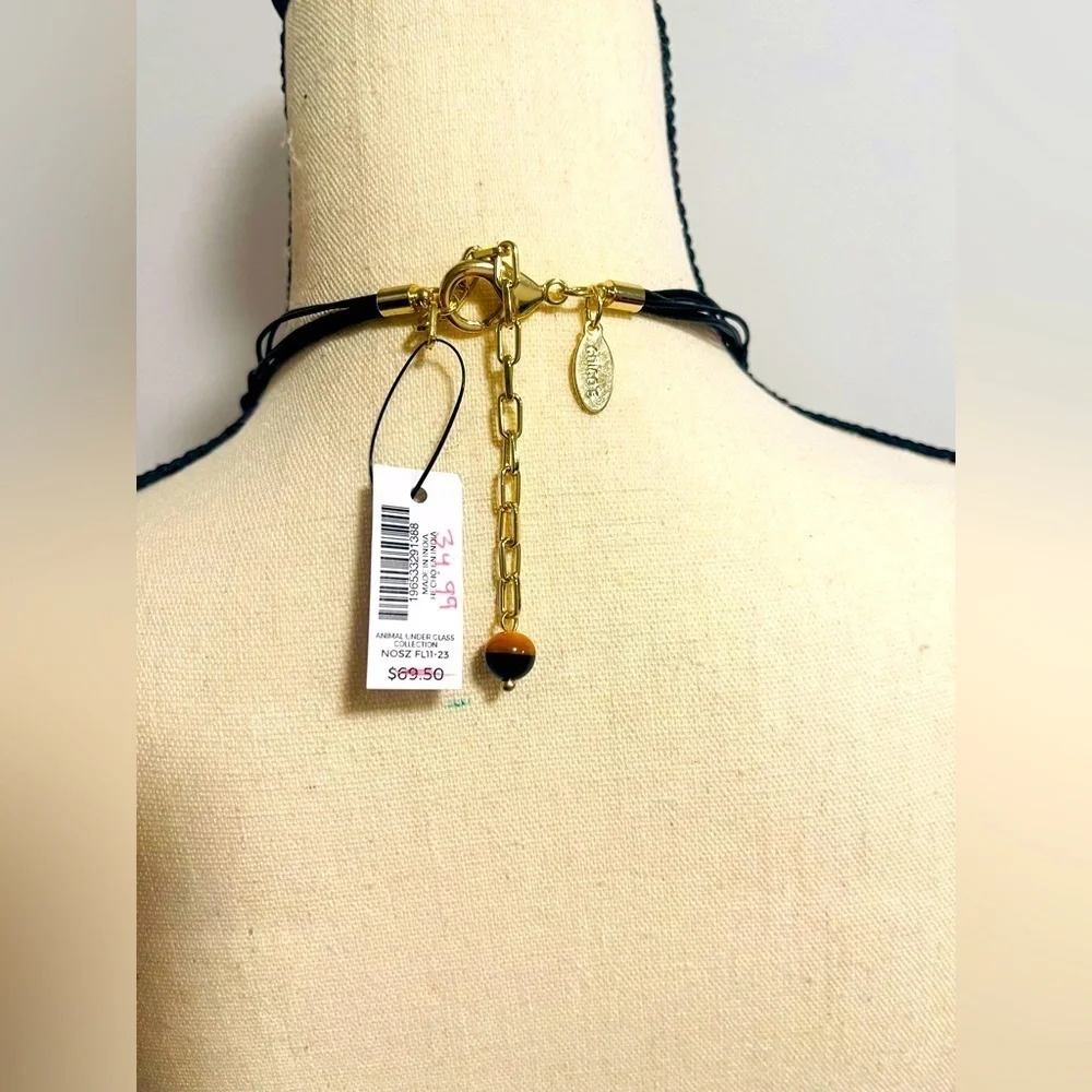 NWT Chico’s Animal Print Hair Calf Necklace